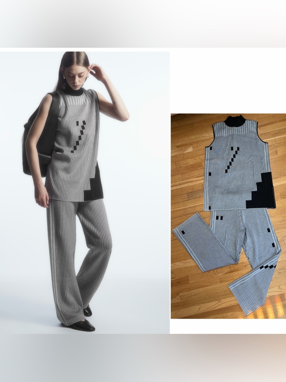 RARE Korean Limited Edition COS x Suki Reversible Striped Jacquard Knit Set - M